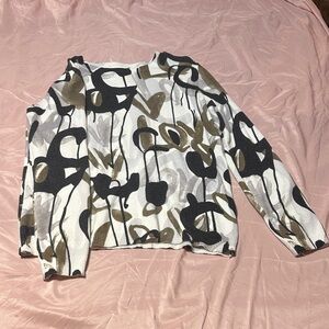 CHARLIE B Abstract Pattern Sweater - Black, White, Brown